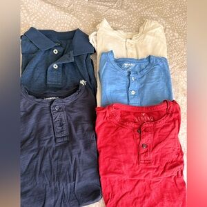 Assorted Henley Shirts - Red, Blue, Cream, Navy